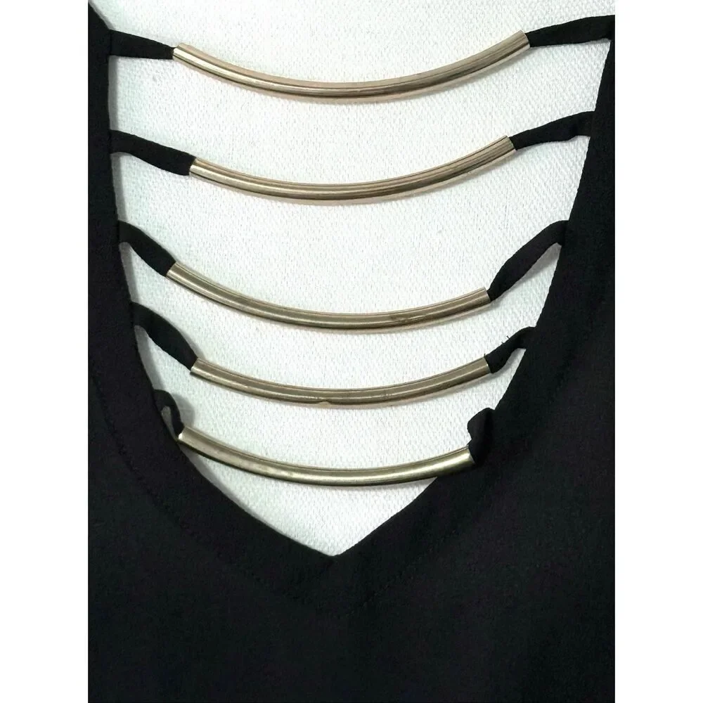 2B Bebe Y2K Black Semi Sheer V-Neck Tank Sz 2X READ - Picture 4 of 9